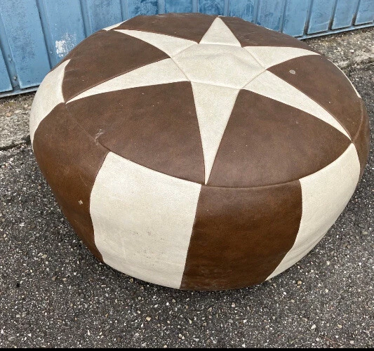 60er Vintage Hocker Sitzkissen Pouf 60s Kaminhocker braun Retro