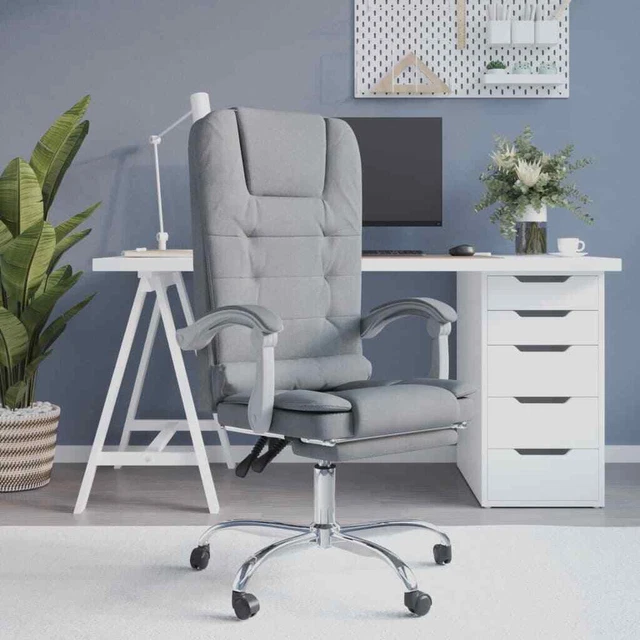 Fauteuil de massage inclinable de bureau Gris clair Tissu