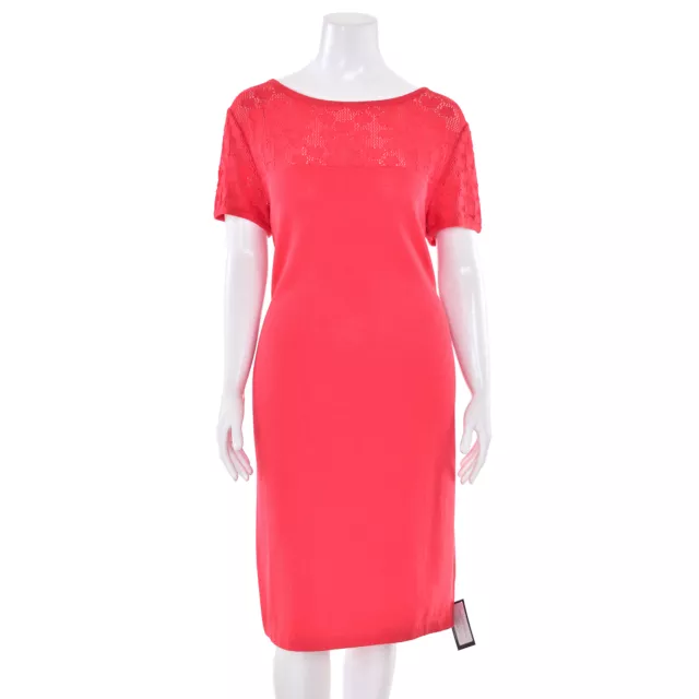 St. John Collection Coral Short Sleeve Santana Knit Sheath Dress sz 16