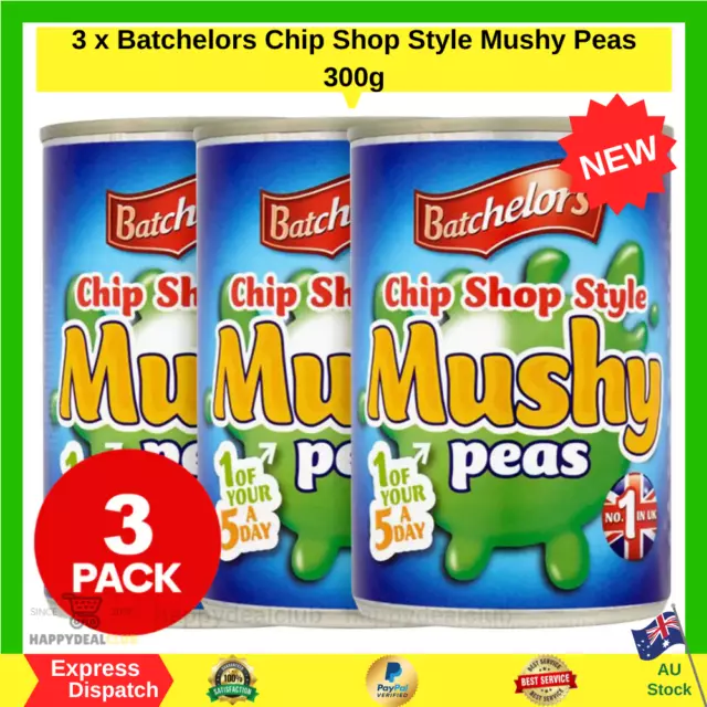 3 x Batchelors Chip Shop Style Mushy Peas 300g