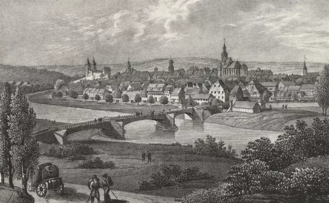 ROCHLITZ - Gesamtansicht - Saxonia - Lithographie um 1840