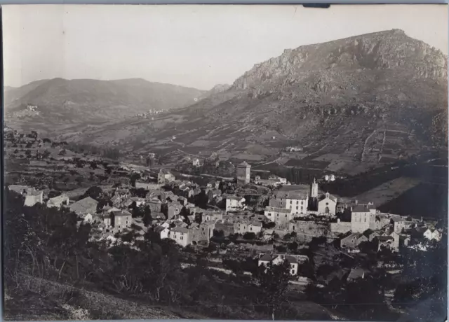 France, Gorges du Tarn, Vue de Peyreleau et le Rozier, Vintage print, circa 1890