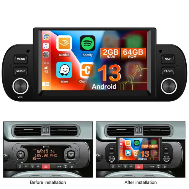6.2 ANDROID 11 Carplay Car Stereo Radio GPS BT 16G per FIAT PANDA 2013-2020  Cam EUR 204,99 - PicClick IT