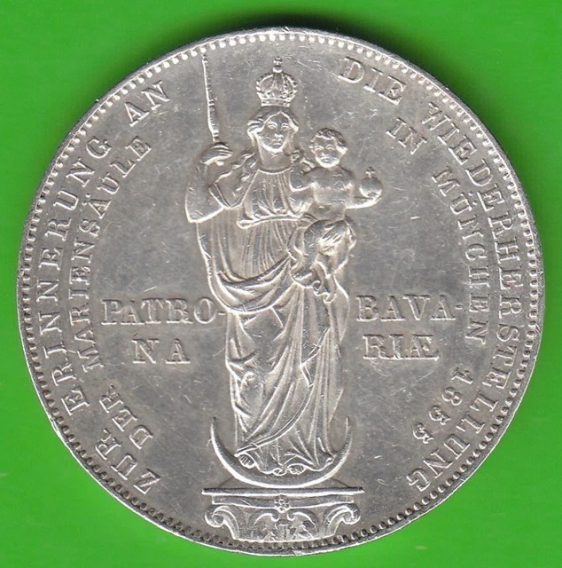 Bavaria Double Florin 1855 Mariensaeule Better Than Very Fine nswleipzig