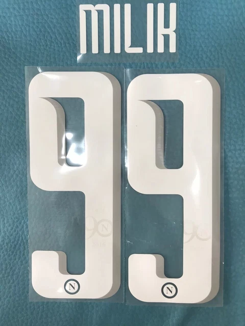 Kit Nom + Numéro SSC Napoli 2017-2018 – Milik 99 – Officiel – Neuf Sans Boîte