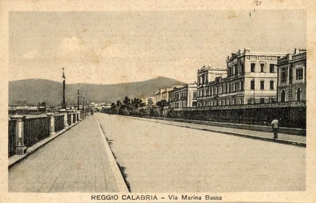 Cartolina Paesaggistica Calabria Reggio Calabria Via Marina Viaggiata Anno 1935