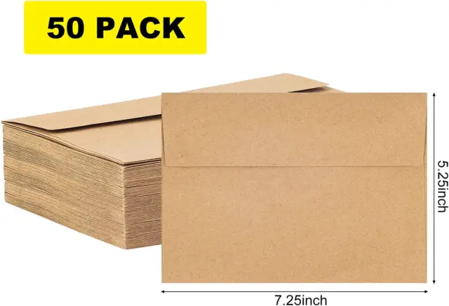 Ohuhu A7 Printable White Envelopes 5X7 250 Pack - Quick Self Seal,for 5x7  Cards