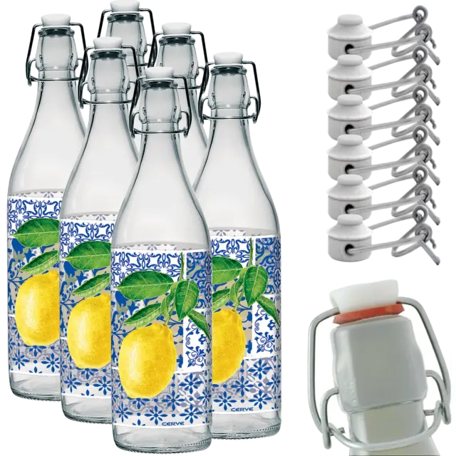 Bottiglie in Vetro Grande con Tappo Ermetico Acqua Vino Olio Limoncello Limone