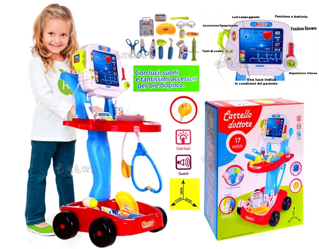 Mallette Docteur Bleu Chariot Avec Outils Et Présentoir Elctrolux Lumières Sons
