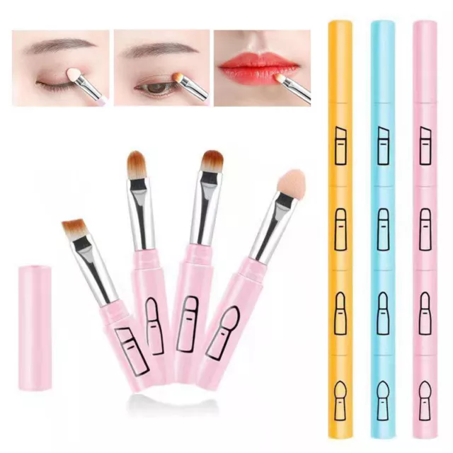 Soft Hair Lip Eye Brush Retractable 4 in 1 Makeup Brush Pen Travel Size Beauty