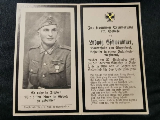 Sterbebild WWII Gefreiter 6. Komp. Inf. Regt. 520 Woljnyj Russland