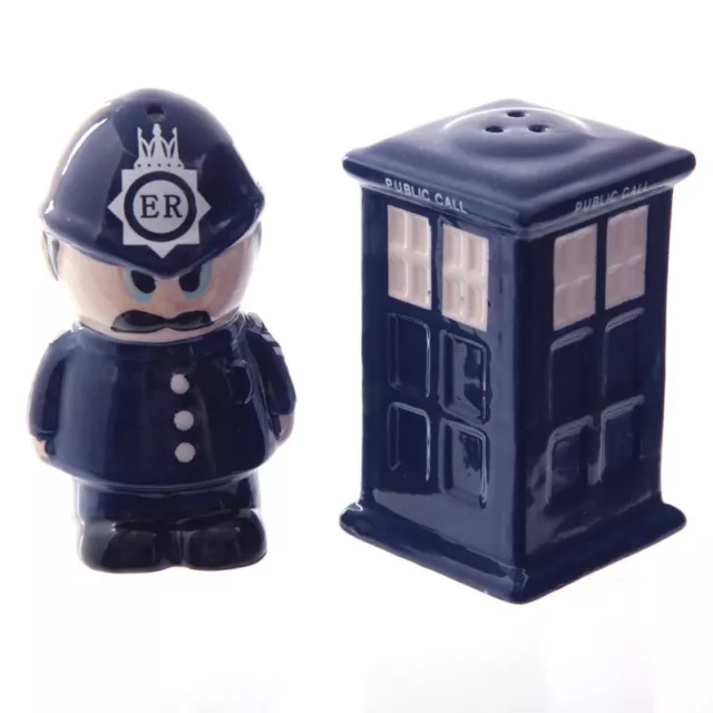 Policeman And Police Box Ceramic Salt And Pepper Set, Gift Idea, Novel