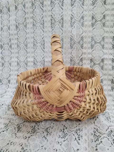 Buttocks Gathering Basket VINTAGE Farmhouse Primitive God’s Eye, two toned