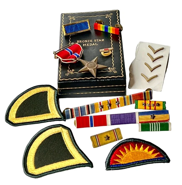 LOT MILITARY BRONZE Star Ribbons WWII Korean War Vietnam Pins Insignia