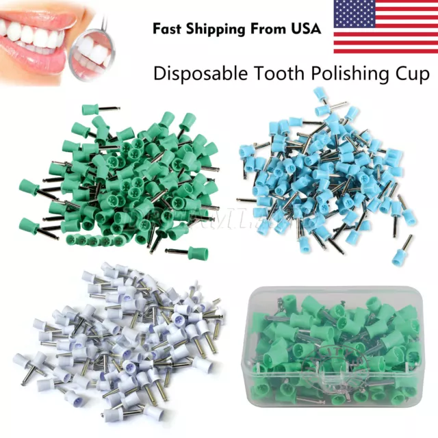 100Pcs Dental Rubber Prophy Teeth Polish Polishing Cups Latch Type Brushes FDA
