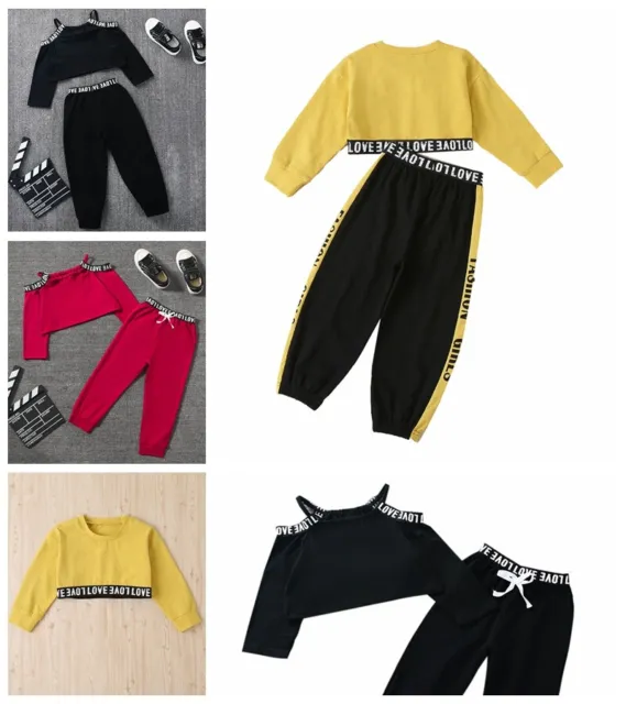 Toddler Kids Baby Girls Outfits Clothes T-shirt Tops + Pants 2PCS Set Sport Suit