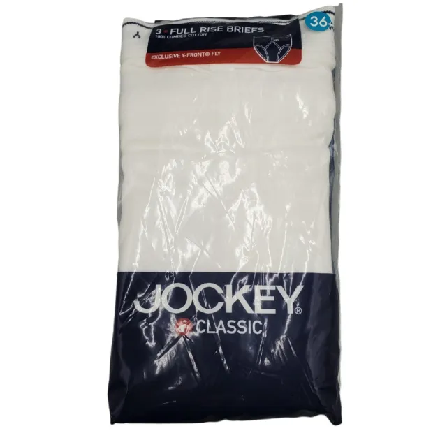Jockey Classic 36 Men Full Rise Cotton Briefs Y Front Fly 3 pk White NOS