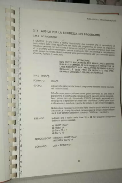 Manuale Simons' Basic 114 Comandi Basic Addizionali Usato Ed Italiana Fr1 54468 2