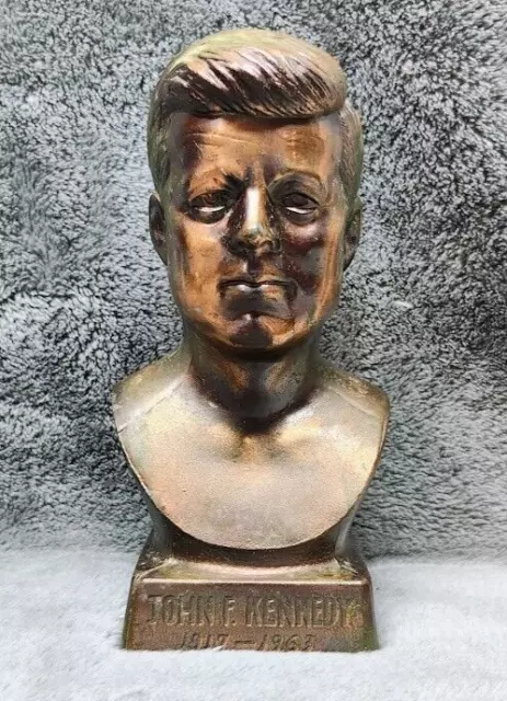 John F. Kennedy President JFK Head Sculpture Bronze Bust 1917-1963 6” Tall Rare