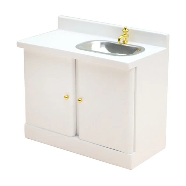 Mini Gioielli Casa Legno Lavabo Miniatura In Legno White