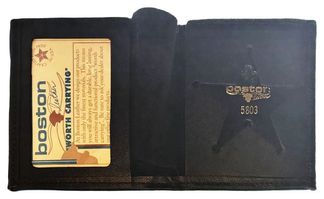 BOSTON LEATHER BOOK STYLE BADGE WALLET: 5 Point Star Cutout (150-S-5803)