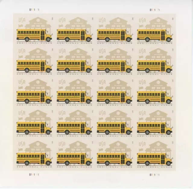 Us Scott 5740 Sheet Of 20 Yellow School Bus Stamps Mnh Forever (2Nd Ounce-$.24)