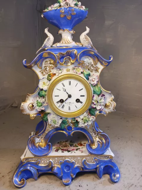 Quality French Porcelain Antique Striking Mantel Clock