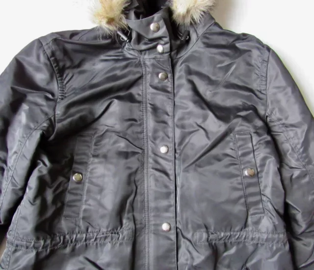 MADEWELL BELMONT BLACK Winter Parka Coat Jacket Faux Fur Trim Hood Size ...