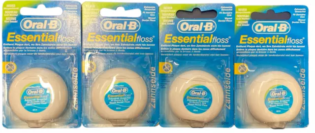 4x Oral-B Essentialfloss Zahnseide Gewachst mit Minzgeschmack 50m (4 x 50m)