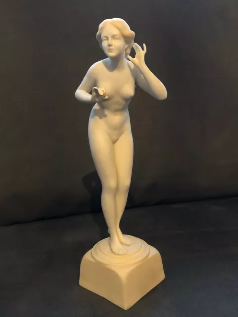 Art deco Figur "die Horchende" nackte Frau Akt - Otto Poertzel **