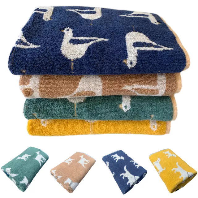 100% Turkish Cotton Towels Hand Bath Towel Sheet, Dog & Bird Reversible Jacquard