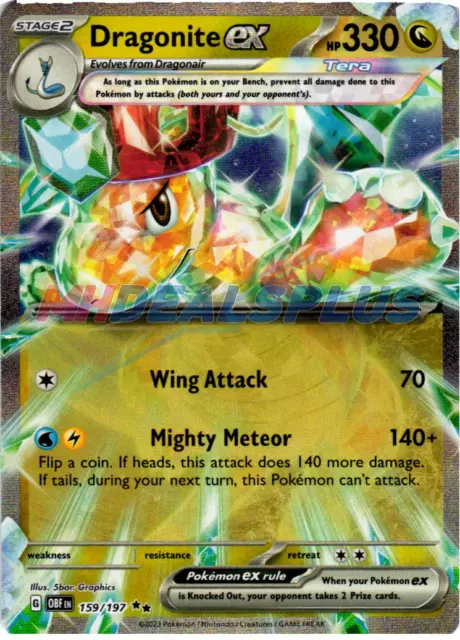 NM Pokemon Obsidian Flames Dragonite EX Double Rare 159 #159/197