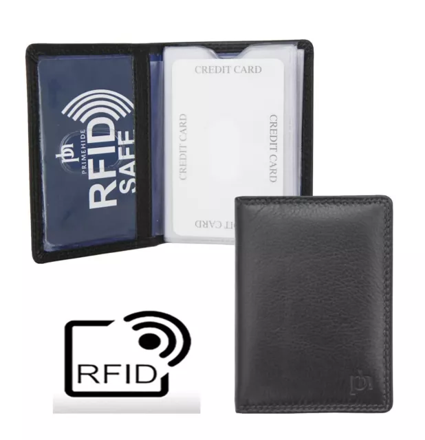 Prime Hide Washington RFID Blocking Black Leather Credit Card Holder Wallet