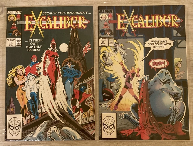 Excalibur Issue Numbers 1 - 2 Captain Britain X-Men Davis Marvel Comics 1988 VGC