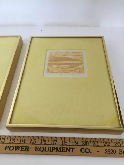 Pair of Mid Century Prints - Yellow Fields Harris G. Strong Bar Harbor Maine 3