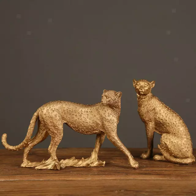 Resin Cheetah Statue Animal Figurine Sculpture Living Room Home Office Decor