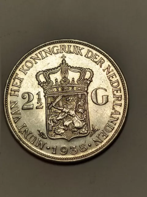 2  1/2 Gulden = 1938= Niederlande org. Silbermünze -f. Stempelglanz- RAR -