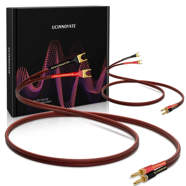 Cavo Altoparlante HiFi 14 AWG Con Banana Intrecciata Oro – OFC Puro, 2m Per Amplificatori E Sistemi Audio