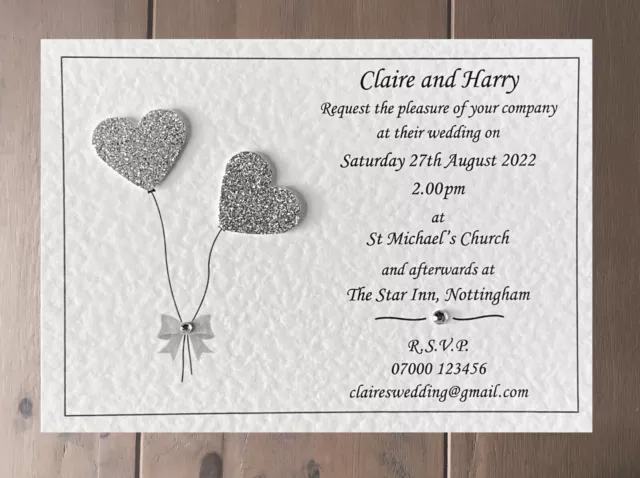 50 Wedding Invitations - Day or Evening Invites - Handmade and Personalised