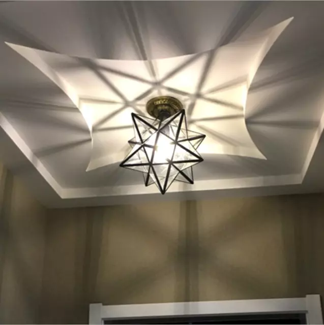 Modern Moravian Star Pendant Light Metal Glass Shade Lamp Ceiling Lights