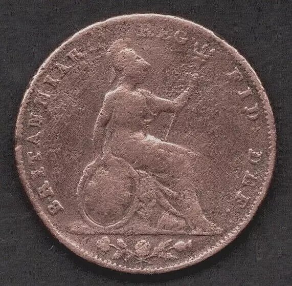 1845 Early VICTORIAN Large Copper Farthing .