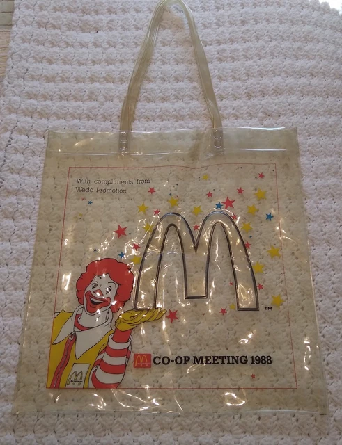 Vintage 1988 Mcdonald's Clear Plastic Tote Bag WEDO Promotions Co-Op Meeting