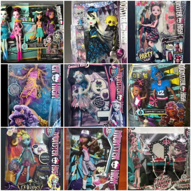 Monster High Dolls Draculaura Clawdeen wolf Frankie New in box Rare Mattel