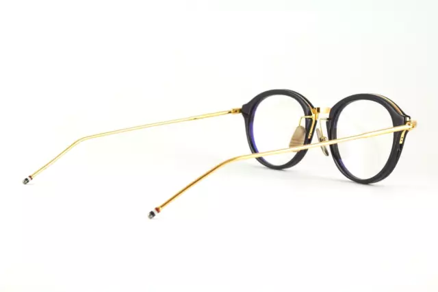 Very Rare Authentic Thom Browne TB-011F-49 49mm Navy Blue Gold Glasses Japan 3