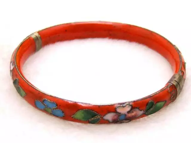 70mm Red Cloisonne Enamel Bangle Cuff Handwork Bracelet for Women China Jewelry