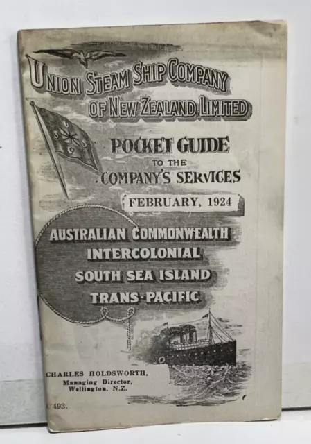 Union Steam Ship Co New Zealand Pocket guide February  1924 Australia edition