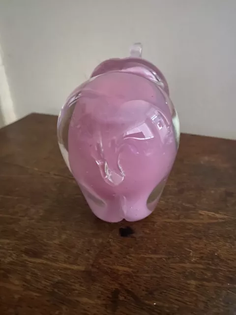 Pink Heavy  Glass Elephant 2