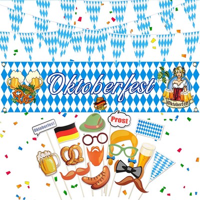25 Conteggi Qpout Fondale per Striscioni di Decorazione Dell'Oktoberfest con Oggetti di Scena per Foto di Birra Tedesca per La Decorazione di Forniture di Bomboniere per L'Oktoberfest 