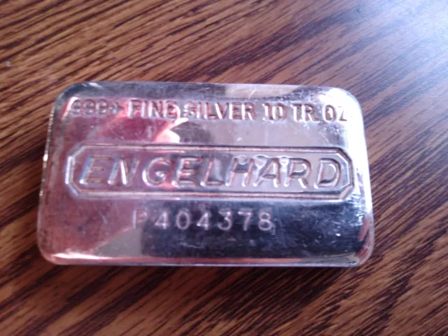 Barra de pan vintage Engelhard serie P 10 oz barra de plata .999 plata fina P404378
