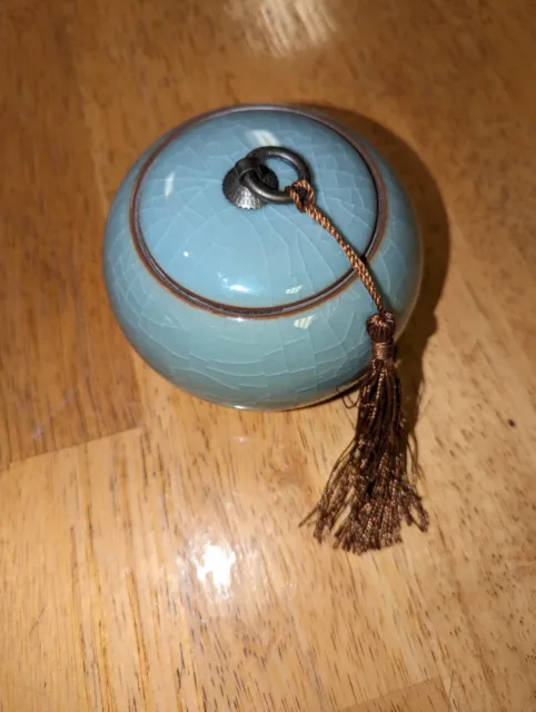 Japanese ceramic jar Celadon tea caddy Tea Storage Canister Jar Container spices